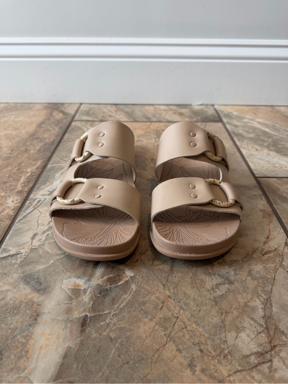 Reef Women's Neutral Beige Double-Strap Vista Slide Sandals - Picture 2 of 6